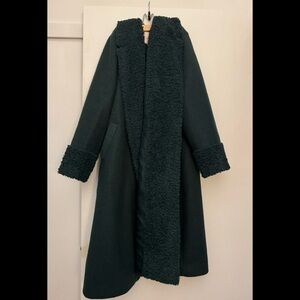 Anthropologie Sherpa Trimmed MIDI Coat - Deep Green, XL